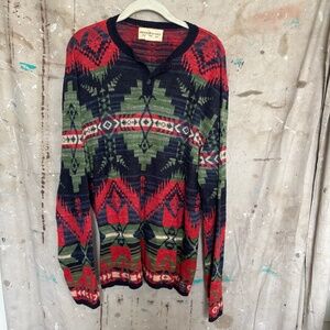 Ralph Lauren Denim & Supply Aztec Navajo Knitted Henley Sweater